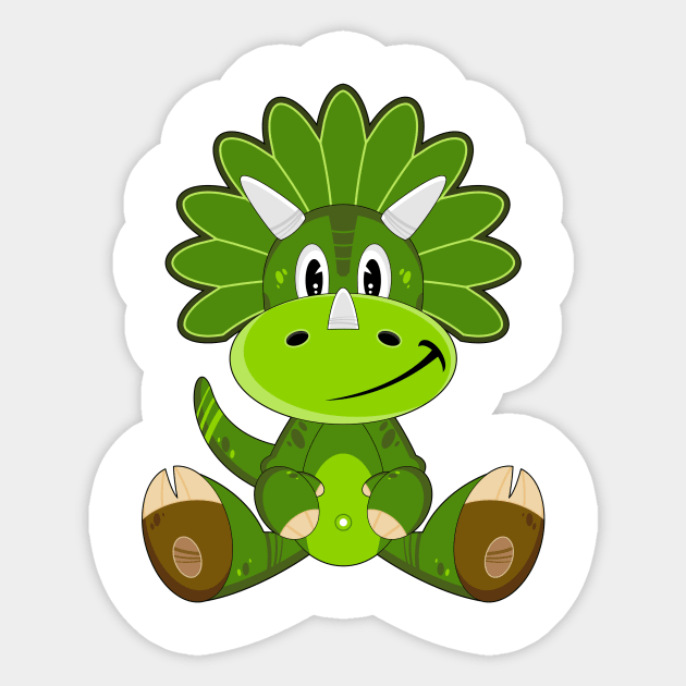 Cute Cartoon Triceratops Dinosaur Sticker by markmurphycreative